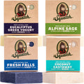 Squatch Men's Soap Variety 4 Pack - Men's Natural Bar Soap - Coconut Castaway, Alpine Sage, Fresh Falls, Eucalyptus Greek Yogurt. Dr