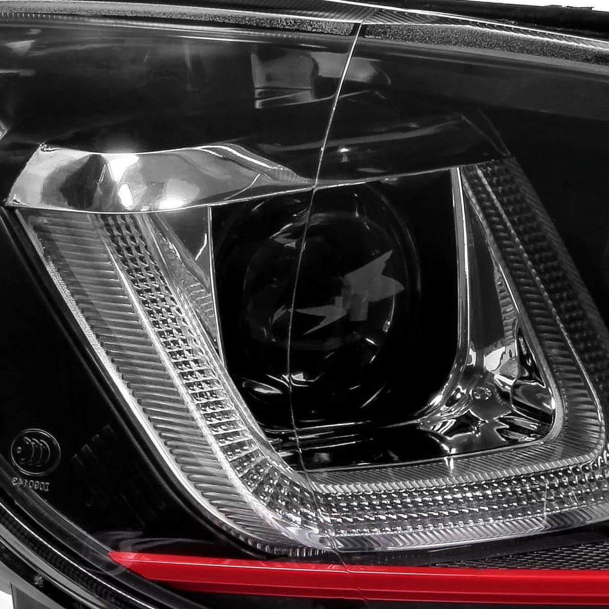 AKKON - For 10-14 VW GOLF GTI [Red Stripe Dual U-Halo] LED Tube Black Bazel Projector Headlight Pair
