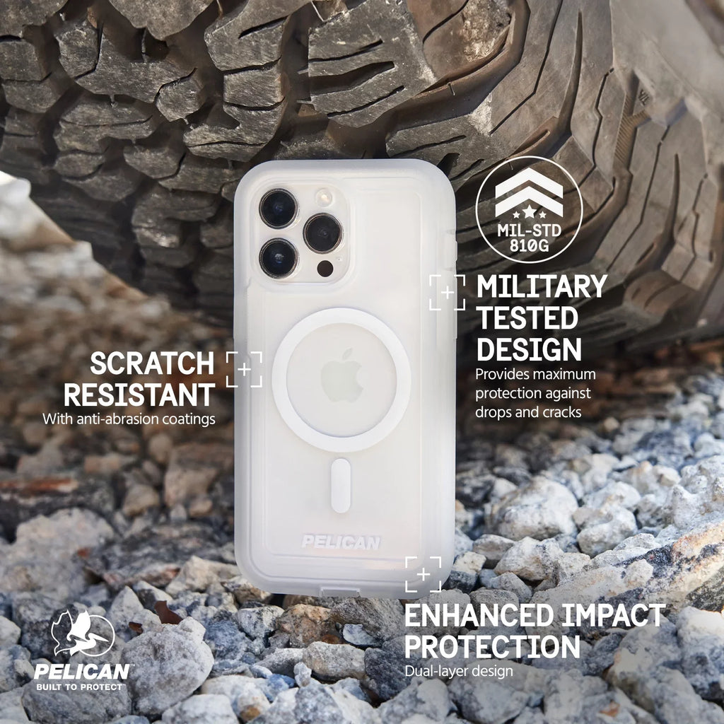 Pelican Voyager Series  iPhone 15 Pro Max Case with Belt Clip Holster [MagSafe appropriate] - Clear