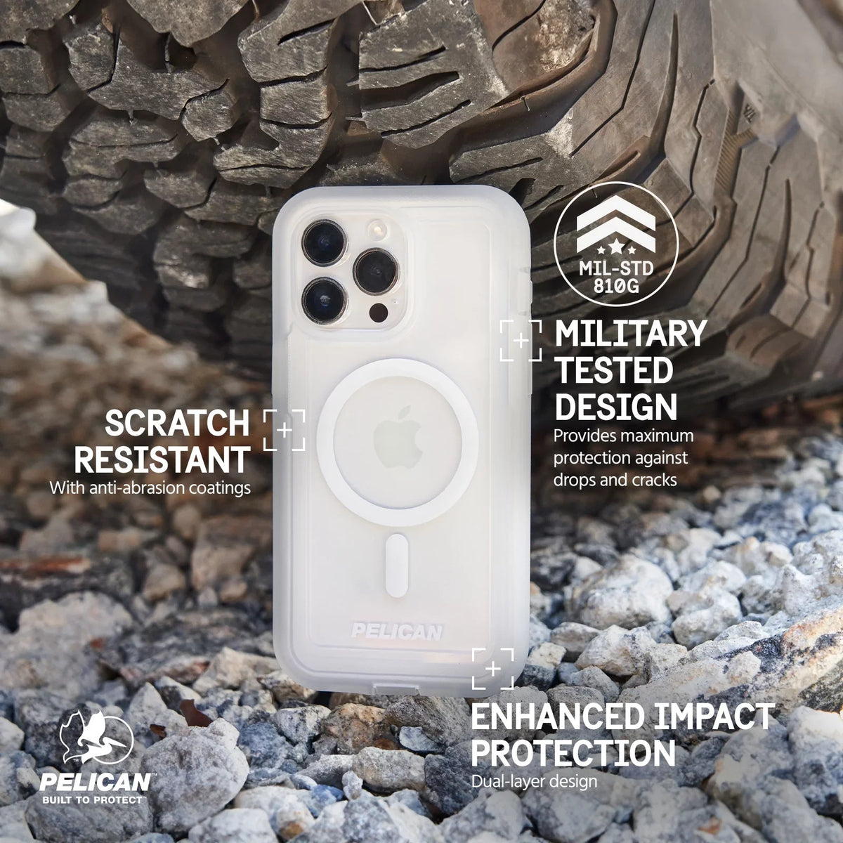 Pelican Voyager Series  iPhone 15 Pro Max Case with Belt Clip Holster [MagSafe appropriate] - Clear