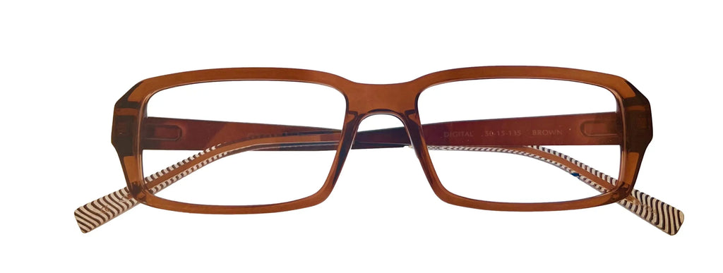 Converse Mens Ophthalmic Eyeglass Soft Rectangle Plastic Frame Digital Brown