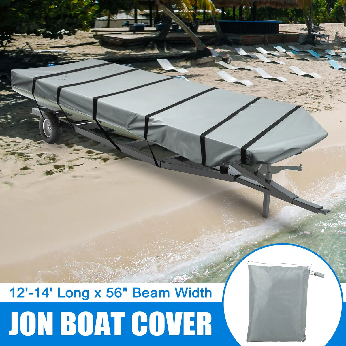 Unique Bargains 1 Set 12"-14"x56" Jon ship wrap 210D Polyester Air Vents Waterproof Sunshine Resist ship protector Gray