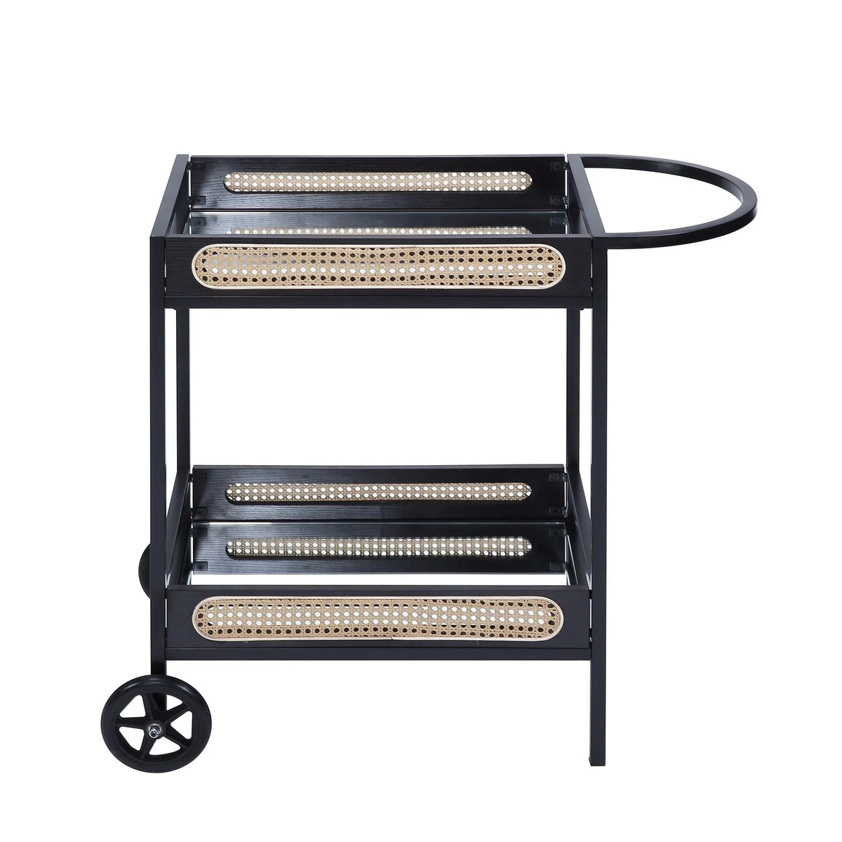 BESTCOSTY Kitchen Carts Serving Cart, Black Finish Metal & Wood
