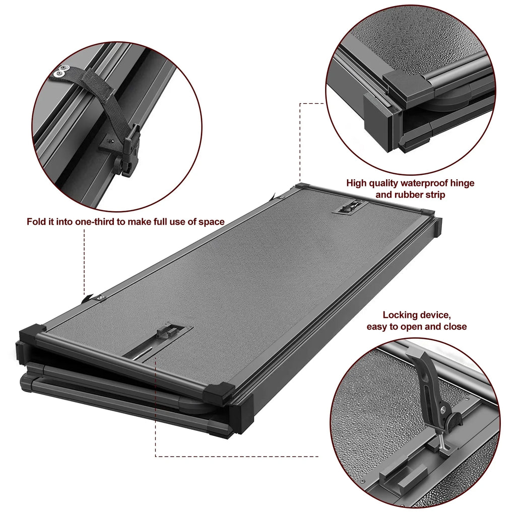 Kikito Professional FRP Hard Tri-Fold Truck Bed Tonneau protector for 2003-2024 Ram 1500 2500 3500 6.4ft (74.6in) Bed Without | Rambox & Deckrail System |