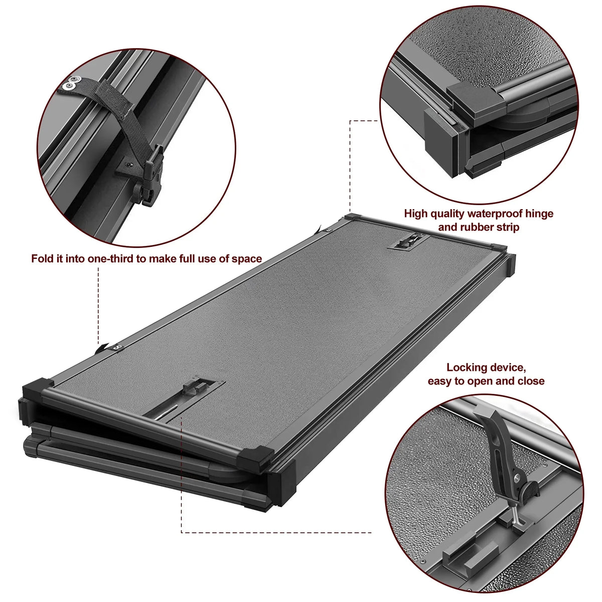 Kikito Professional FRP Hard Tri-Fold Truck Bed Tonneau protector for 2003-2024 Ram 1500 2500 3500 6.4ft (74.6in) Bed Without | Rambox & Deckrail System |