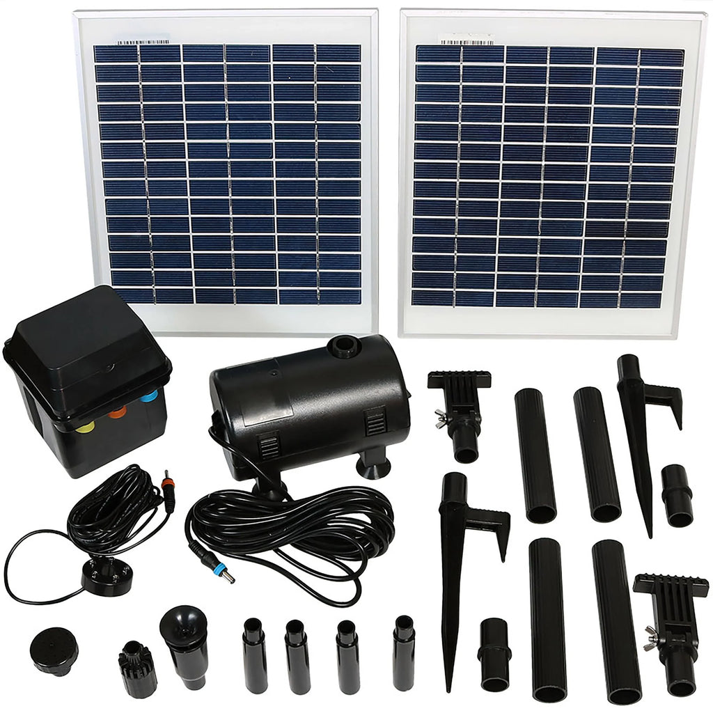 Sunnydaze Solar Pump and Panel Kit with Battery Pack and LED Light - 396 GPH - 120" Lift