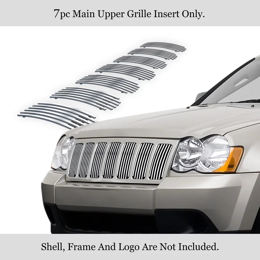 APS Premium Stainless Steel Chrome 8x6 Billet Grille matching with Jeep Grand Cherokee 2006-2008 Overland SRT8 Main Upper N19-S04566J