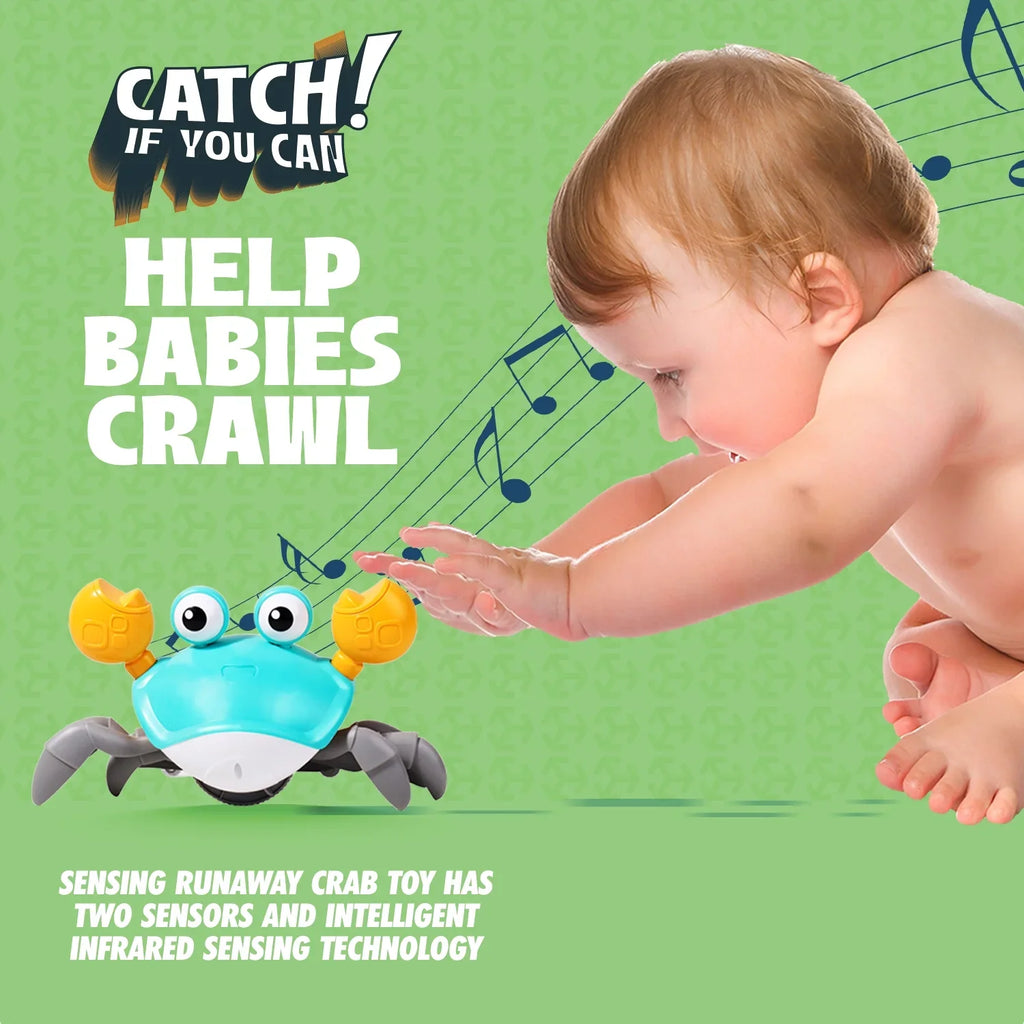 Fleur Cute And Multicolor Crawling Crab With Built-in Light & Music For Little Kids 6-12 Years And Toddlers 0-6 Months Tummy Time, Learning Crawl - Ideal Birthday, Holiday And Christmas Gift