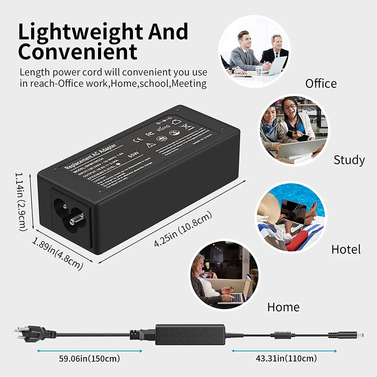 New 65W/45W AC Charger for  Inspiron P51F P25T P24T P57G P58F P69G P54G P28E P66F P20T P75F P30E P32E P60G P55F