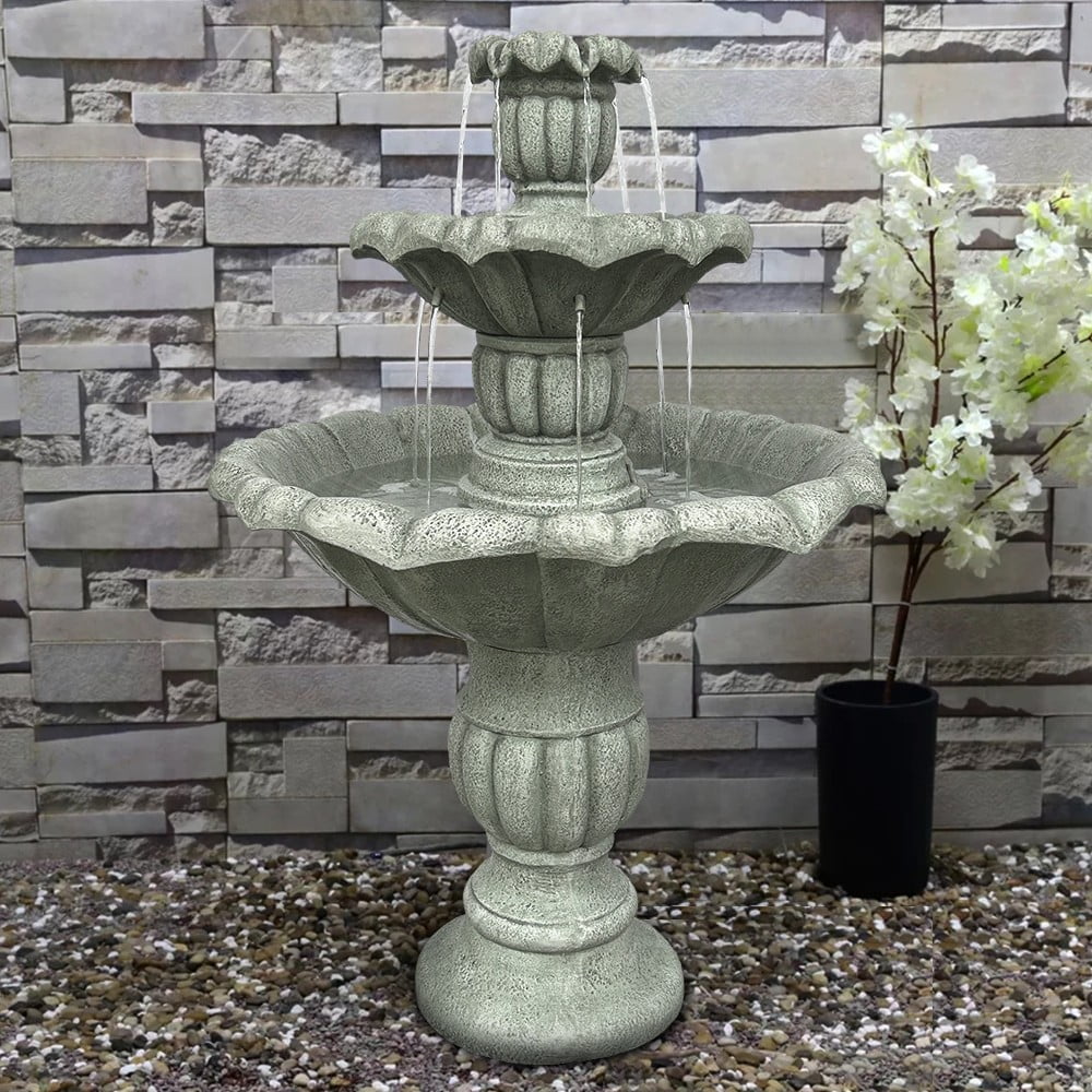 39In 3Tier Mediterranean Outdoor moisture Fountain Concrete Construction