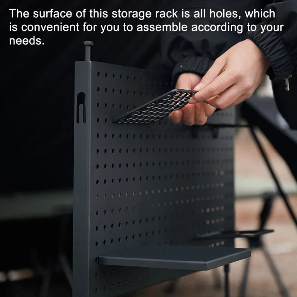 Radirus Camping BBQ Picnic Display Storage Rack, Multifunctional Portable Hole Board Shelf for Cups and Bowls