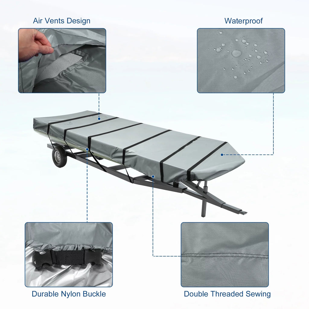 Unique Bargains 1 Set 12"-14"x56" Jon ship wrap 210D Polyester Air Vents Waterproof Sunshine Resist ship protector Gray
