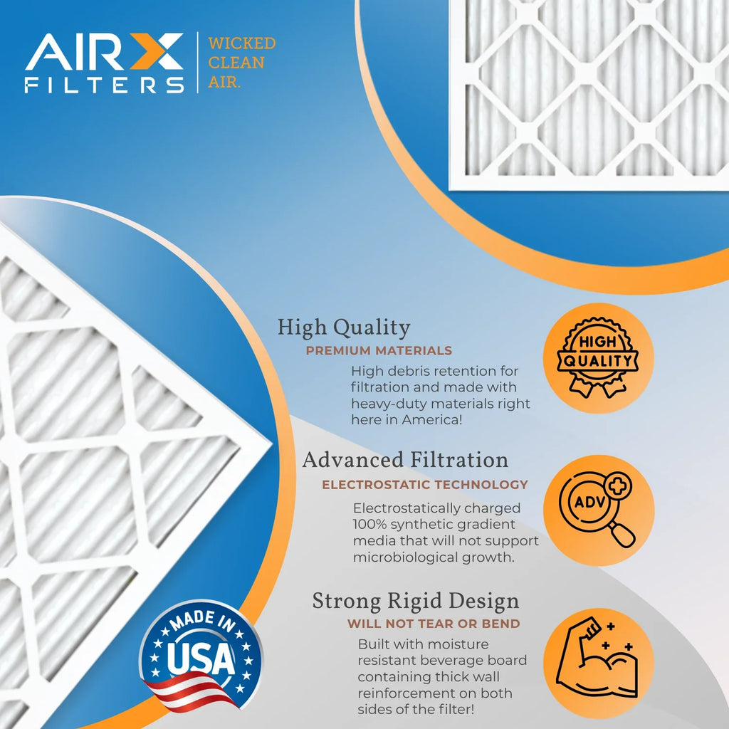 16x18x1 Air Filter MERV 8 Comparable to MPR 700 & FPR 5 Electrostatic Pleated Air Conditioner Filter 6 Pack HVAC AC Premium USA Made 16x18x1 Furnace Filters by AIRX FILTERS WICKED CLEAN AIR.