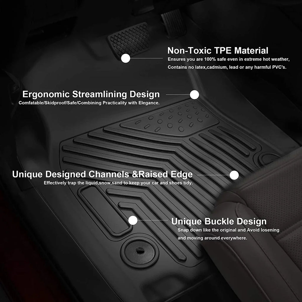 Ledkingdomus TPE Rubber Front and Rear Floor Mats Set for 2019 2020 2021 2022 2023 2024 Dodge Ram 1500 Crew Cab All-atmospheric conditions