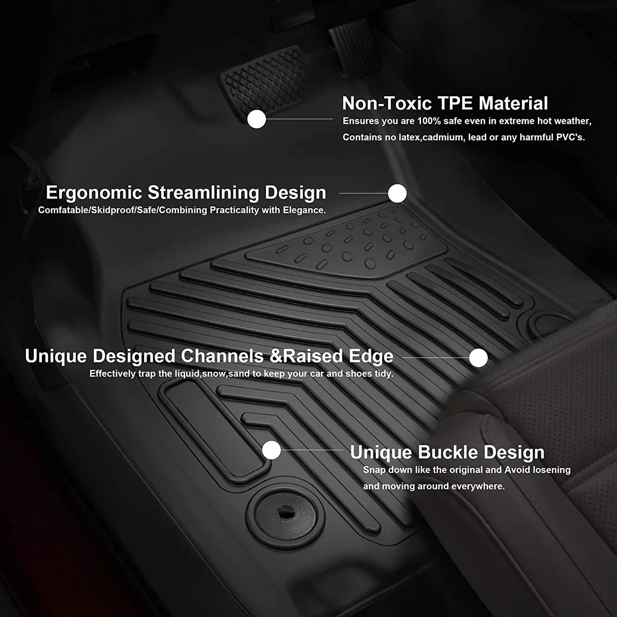Ledkingdomus TPE Rubber Front and Rear Floor Mats Set for 2019 2020 2021 2022 2023 2024 Dodge Ram 1500 Crew Cab All-atmospheric conditions