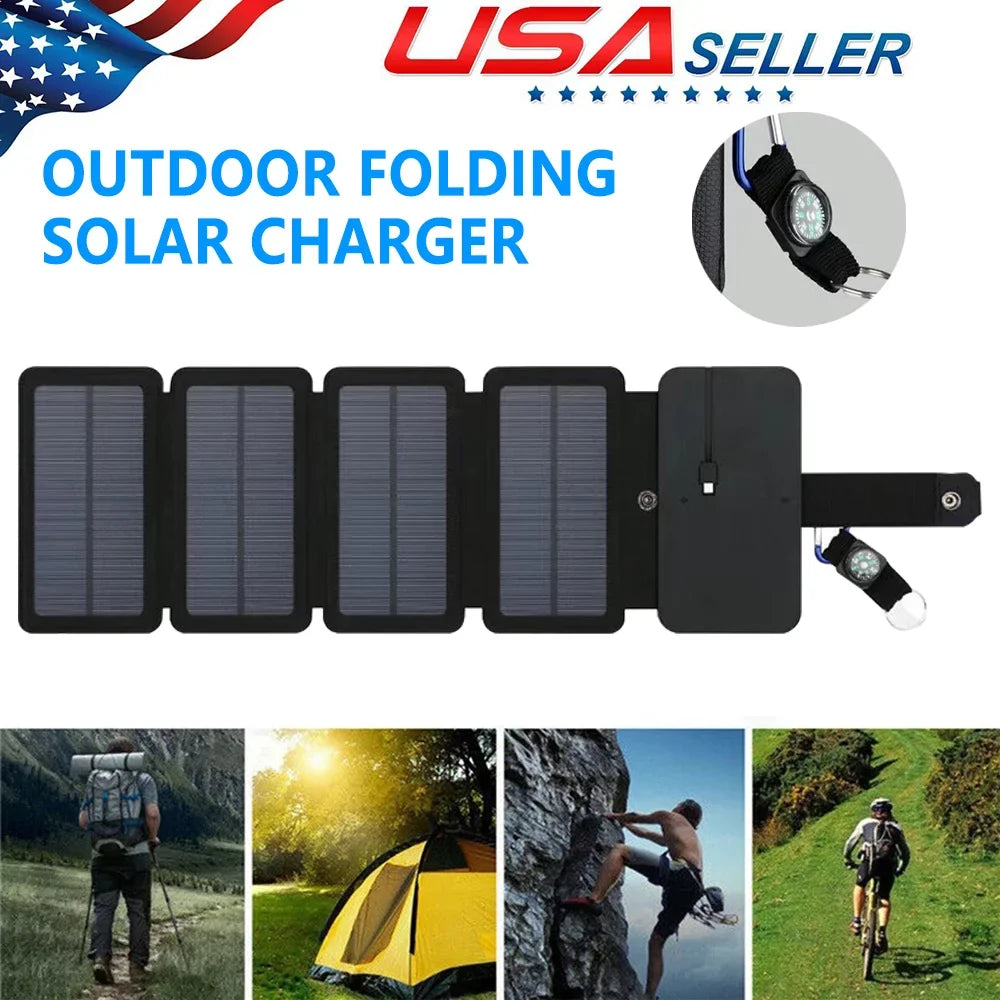 Jahy2Tech 4-Panel 7.2W Portable Solar Charger Power Bank Wireless Phone Charger appropriate with iPhone, Android