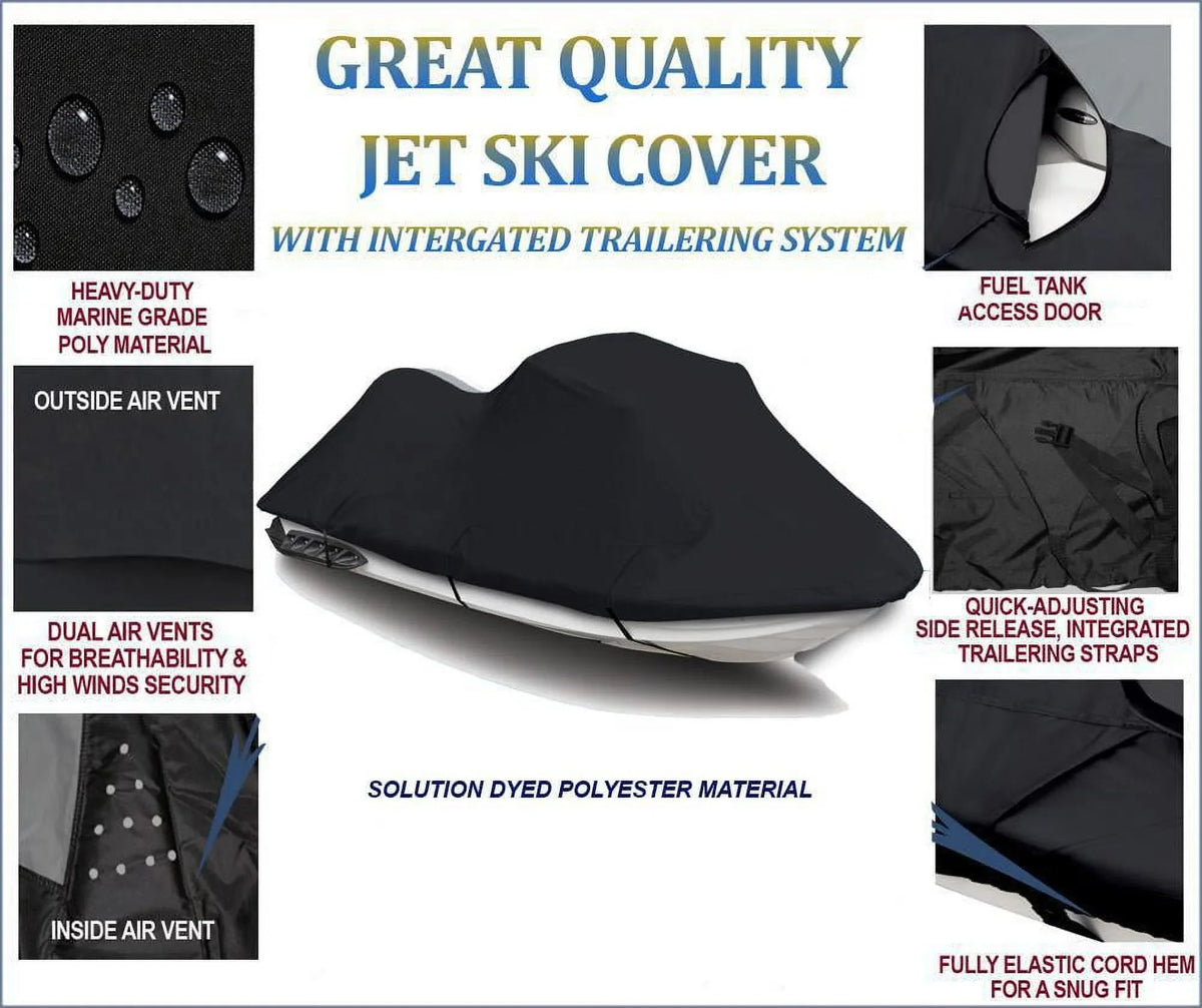 BLACK PWC 600D JET SKI protector suitable for Kawasaki ZXi 1100 / JH1100 1996 1997 1998 1999 2000 2001 2002 2003 2 Seater