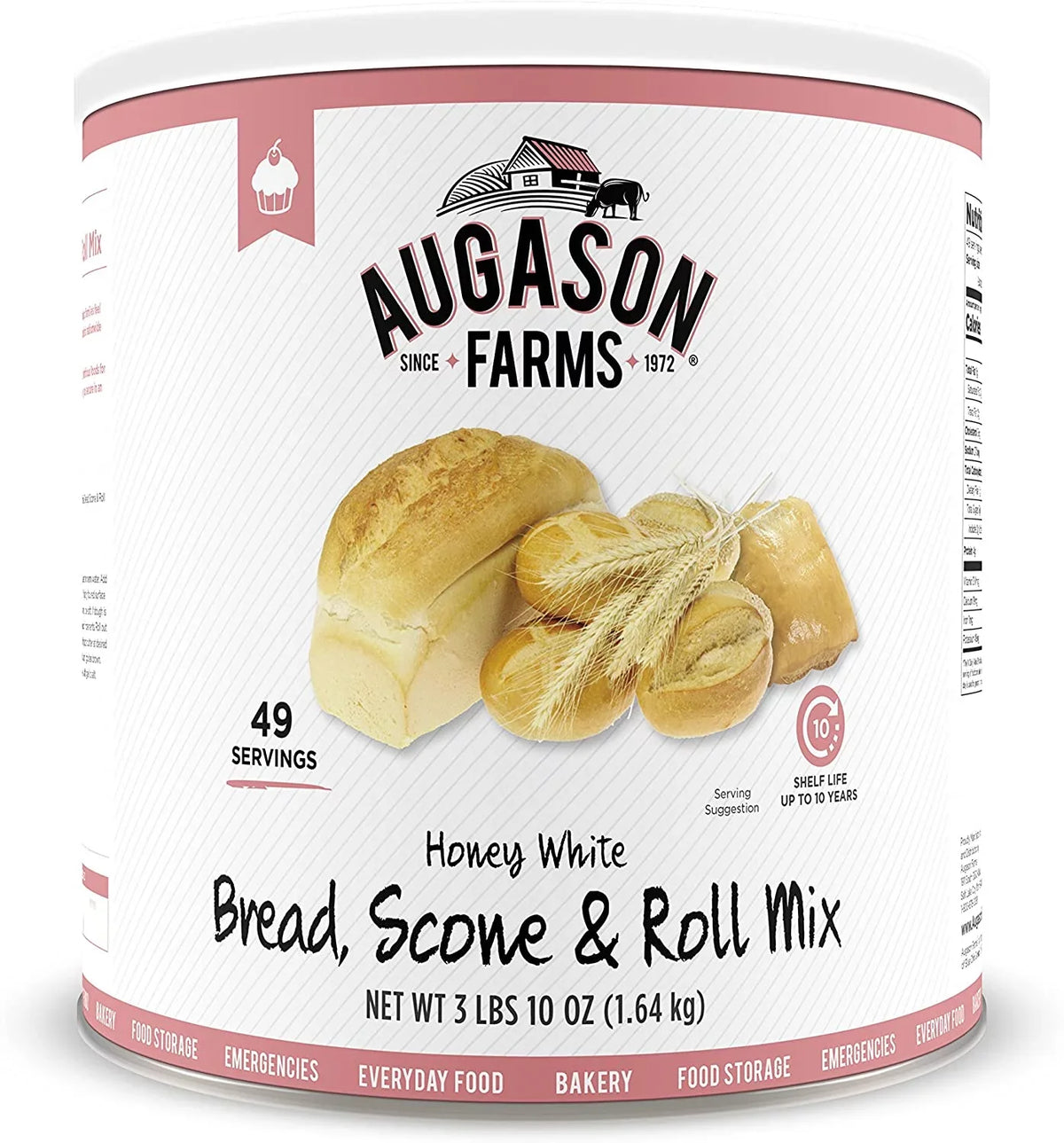 10 Can. Augason Farms Honey White Bread Scone & Roll Mix 3 lbs 10 oz No