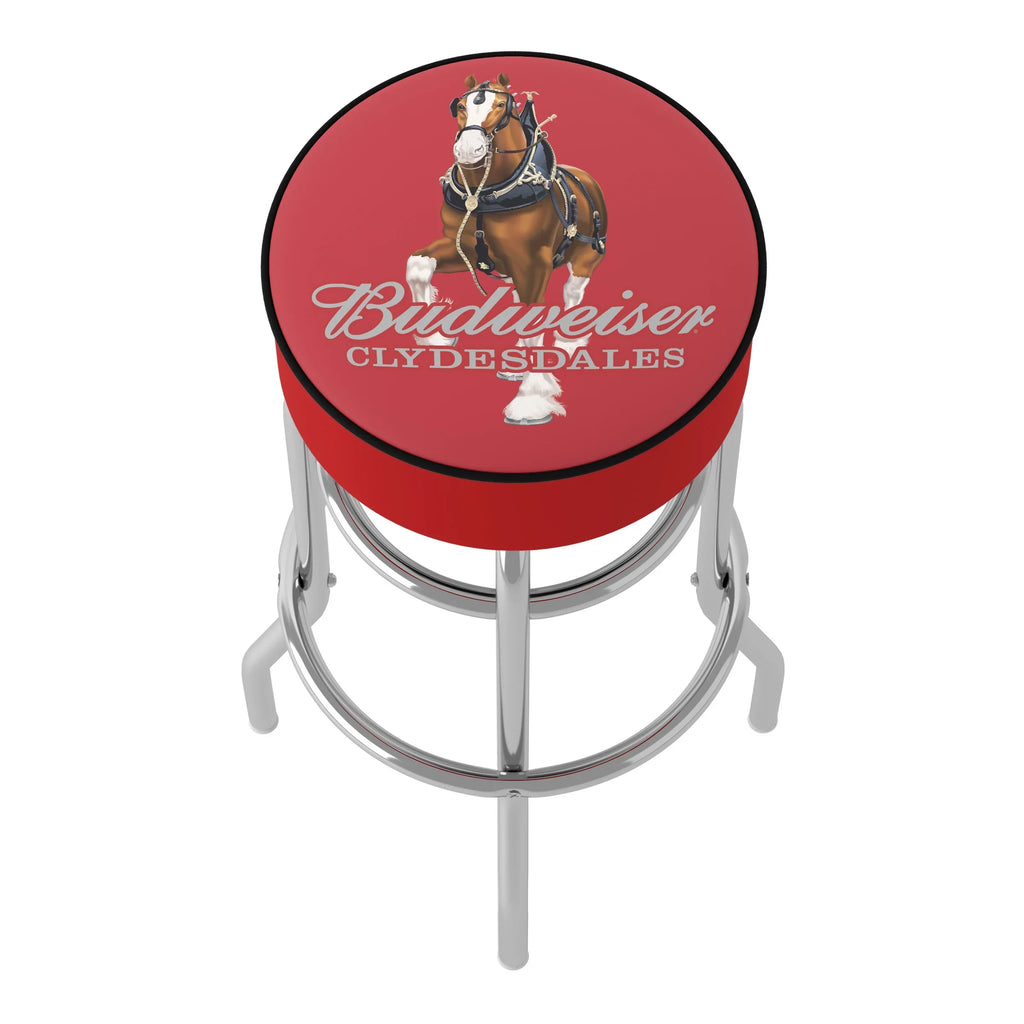 Trademark Gameroom Budweiser Clydesdale Red Bar Stool with Padded Seat