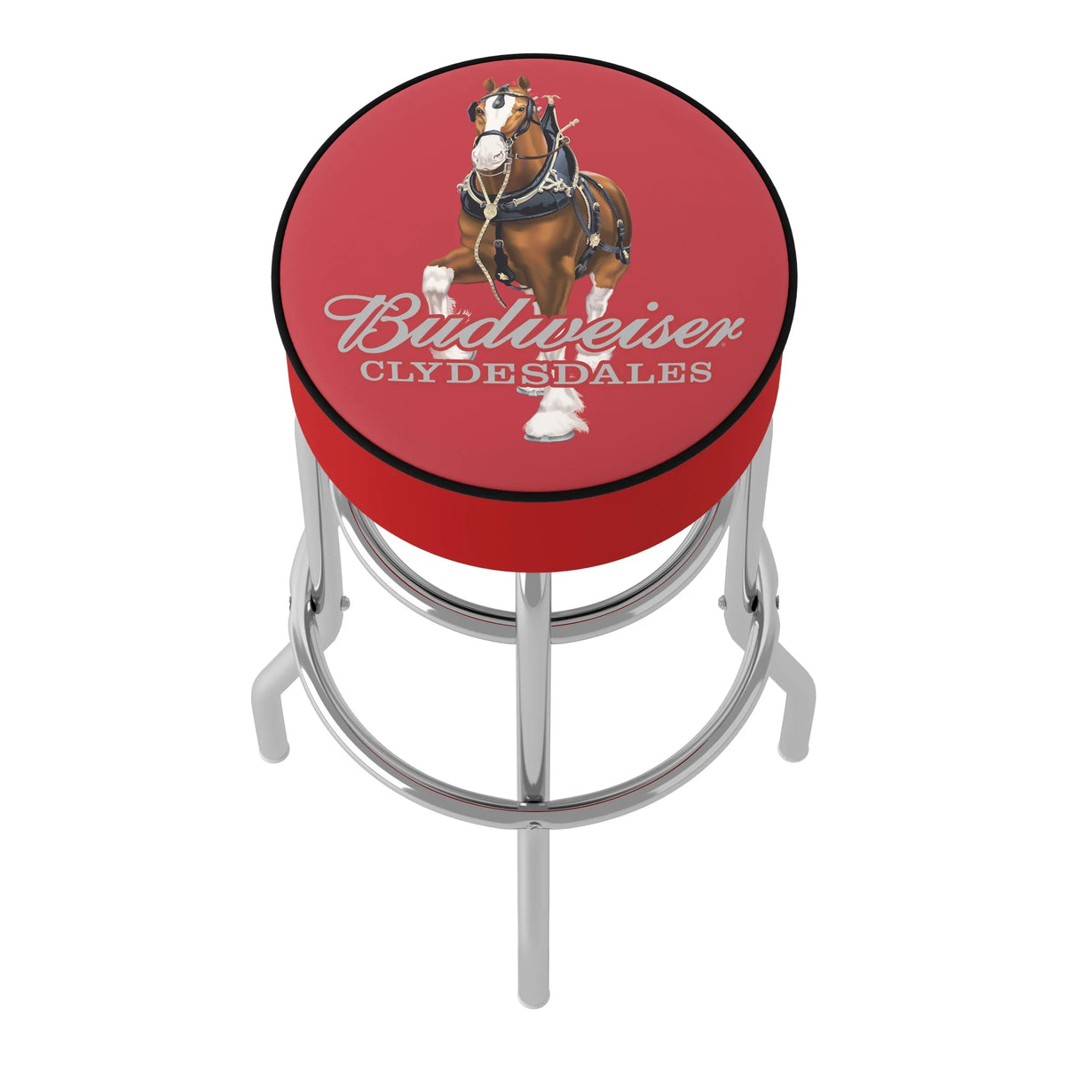 Trademark Gameroom Budweiser Clydesdale Red Bar Stool with Padded Seat